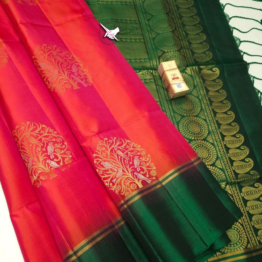 Rani Regal Threadwork Artistic Kanchi Lichi Silk Saree