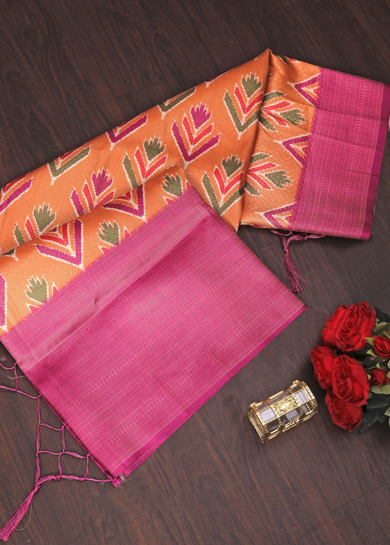 Soft to the touch & bold in style with this Softy silk Saree