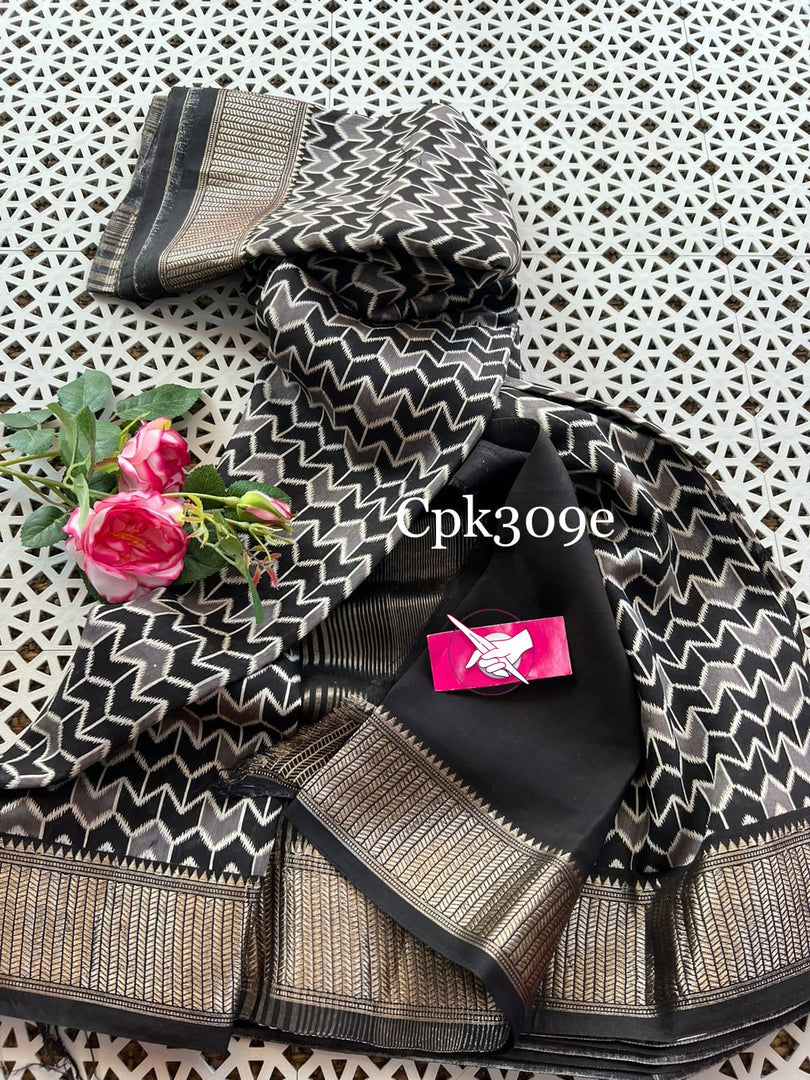 Tusser Soft Silk Sarees With Allover Digital Printed With Zari Border