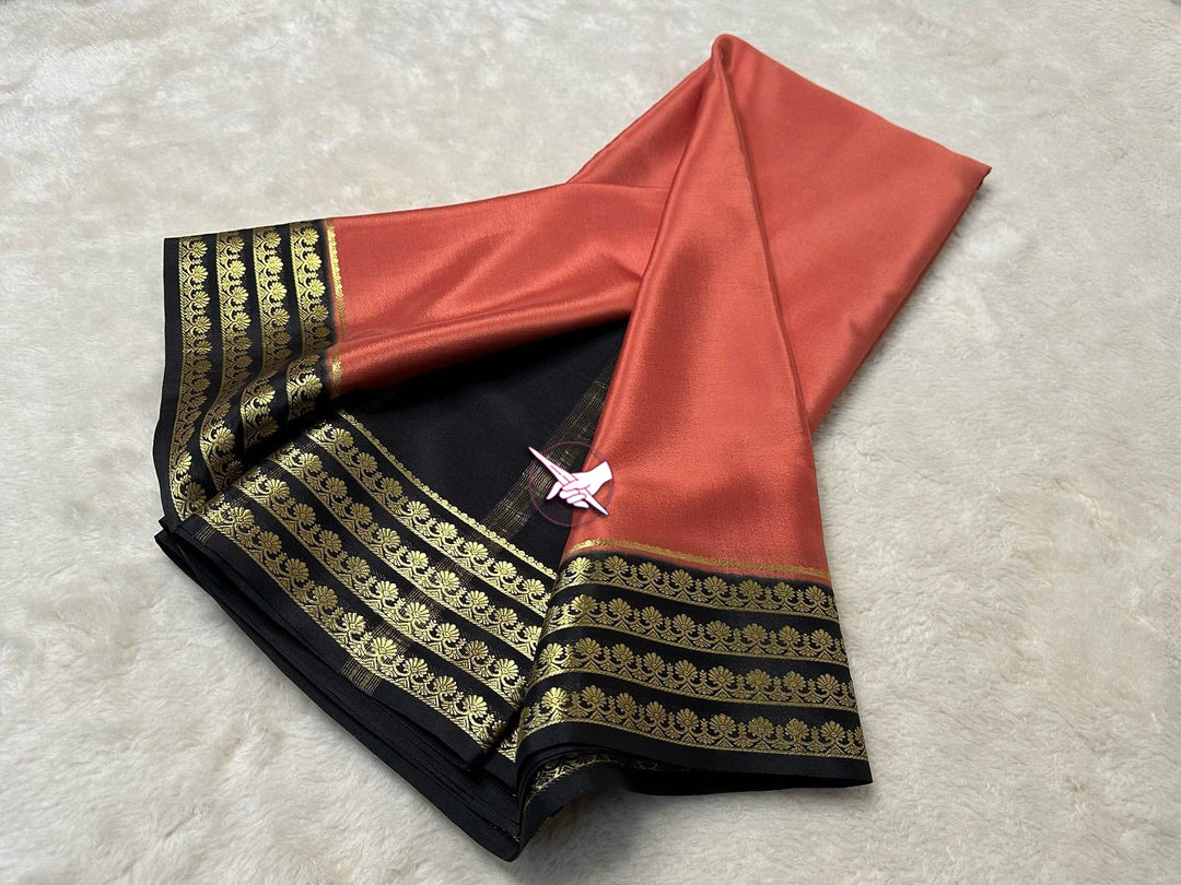 Exclusive Zari Border Purple nd Pink Colour Plain Mysore Silk Saree.