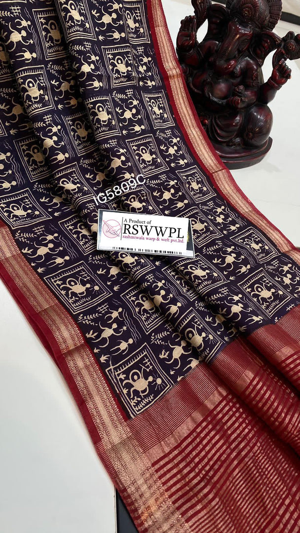 Blue Maheswari saree