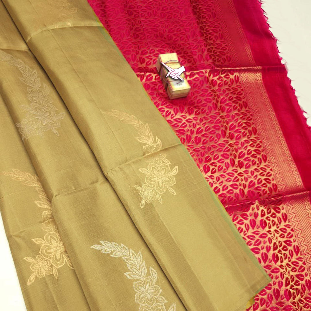 Weave Charm Beige Silk Saree With Intricate Loom Work