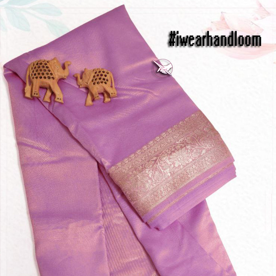 Lavender Mist Tissue Silk Saree With Delicate Weaving Work