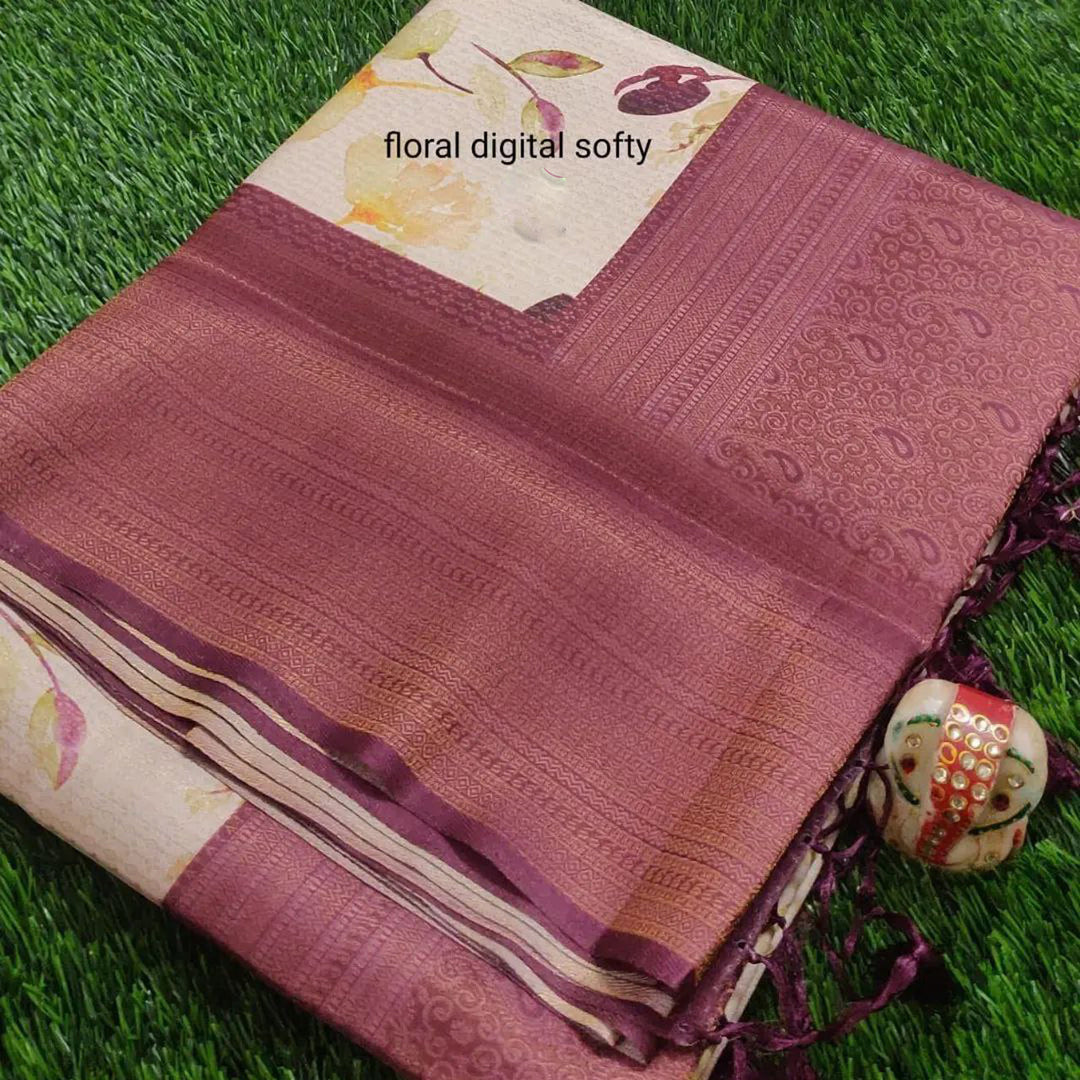 Lightweight Beige Soft Silk Saree