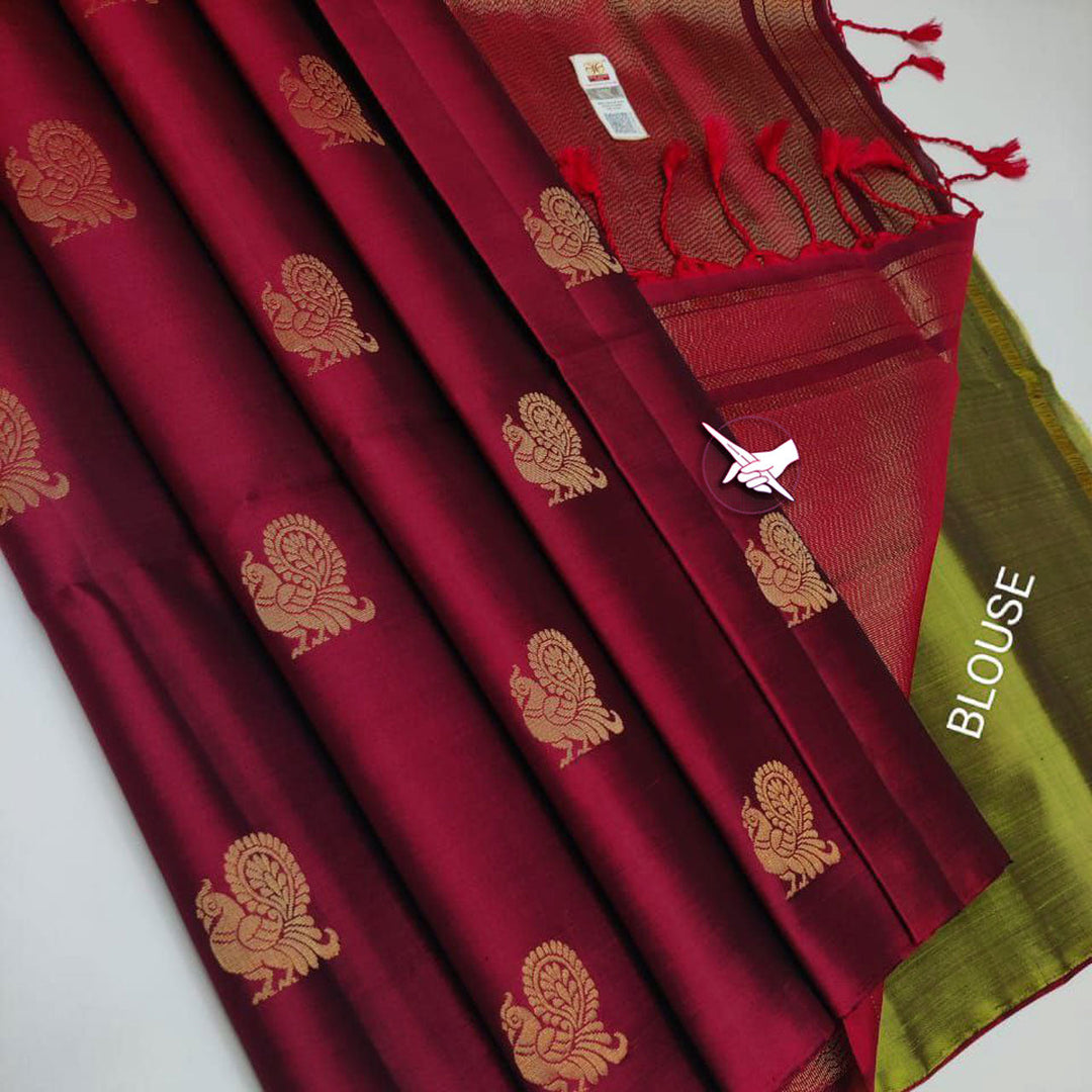 Threads Of Grace Appealing Maroon Premium Silk Weave Saree