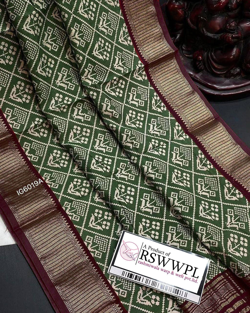 Exclusive Assam Soft Silk Green Digital Print Pattu Saree