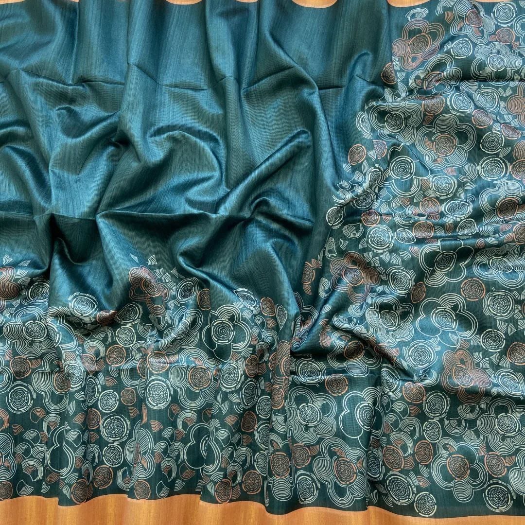 Blue Color Semi Tussar Silk Sarees