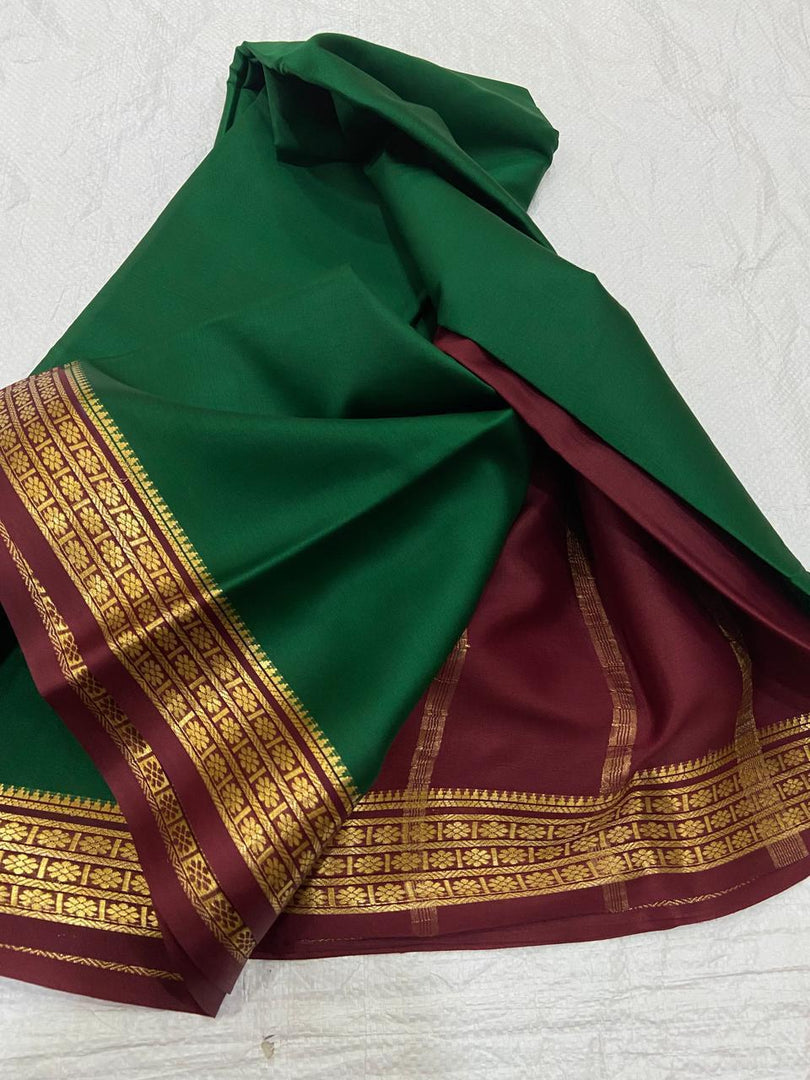 GREEN ND MAROON SEMI SOFT SILK SAREE