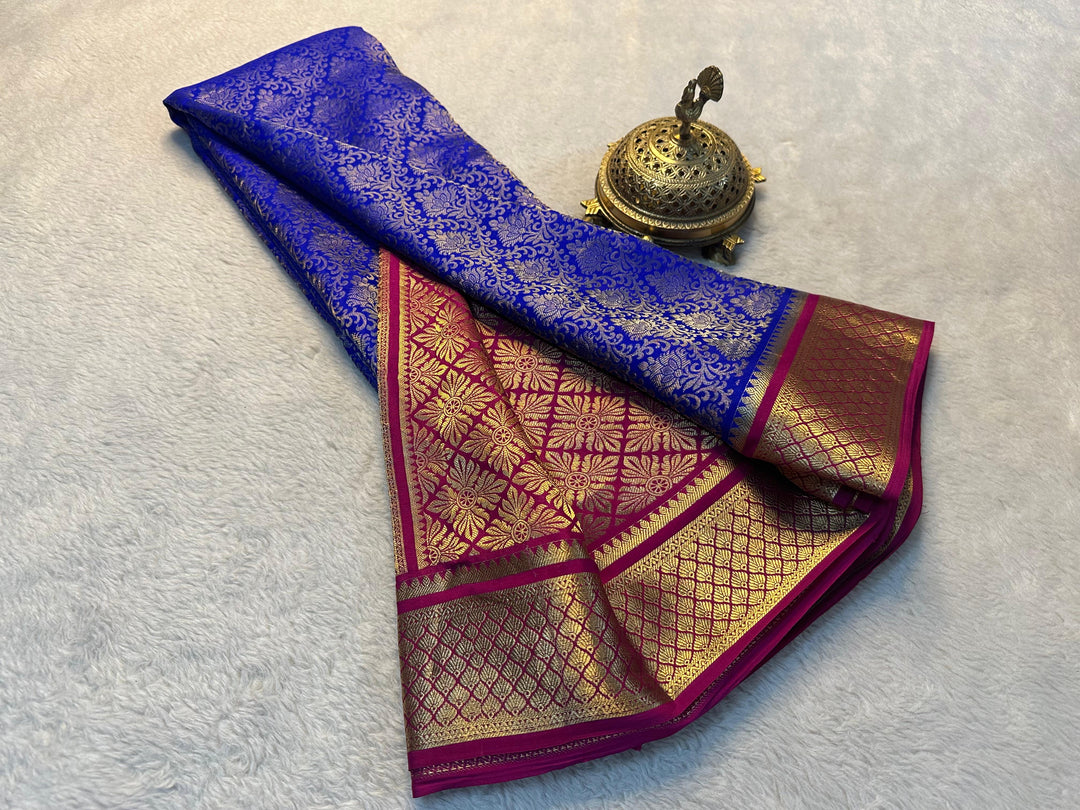 Pure Mysore silk royal blue sarees