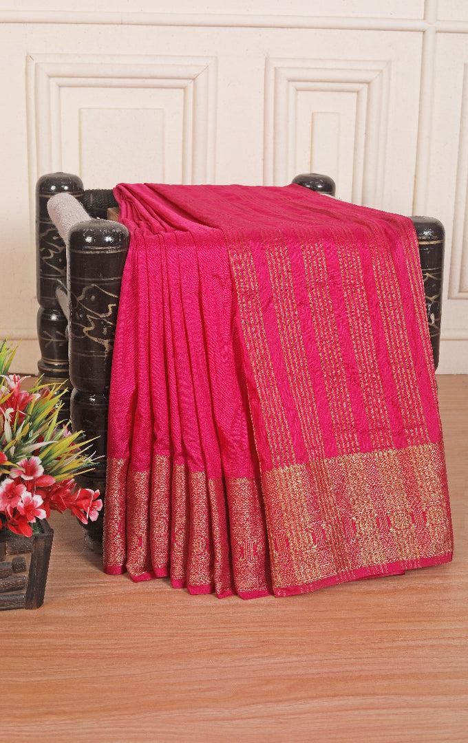 Unravel the beauty of Creap Mysore silk Saree With Golden Zari Work Border