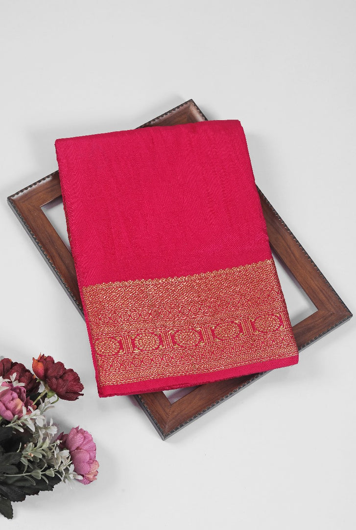 Unravel the beauty of Creap Mysore silk Saree With Golden Zari Work Border