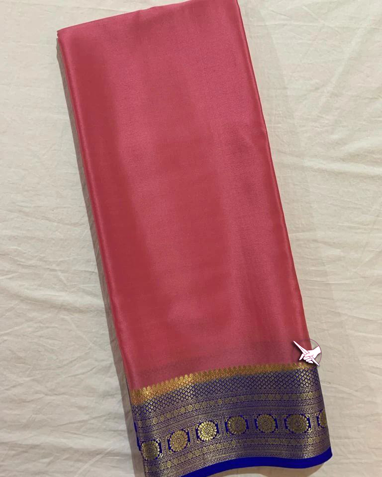 Exclusive Zari Border Pink Mysore Silk Saree.