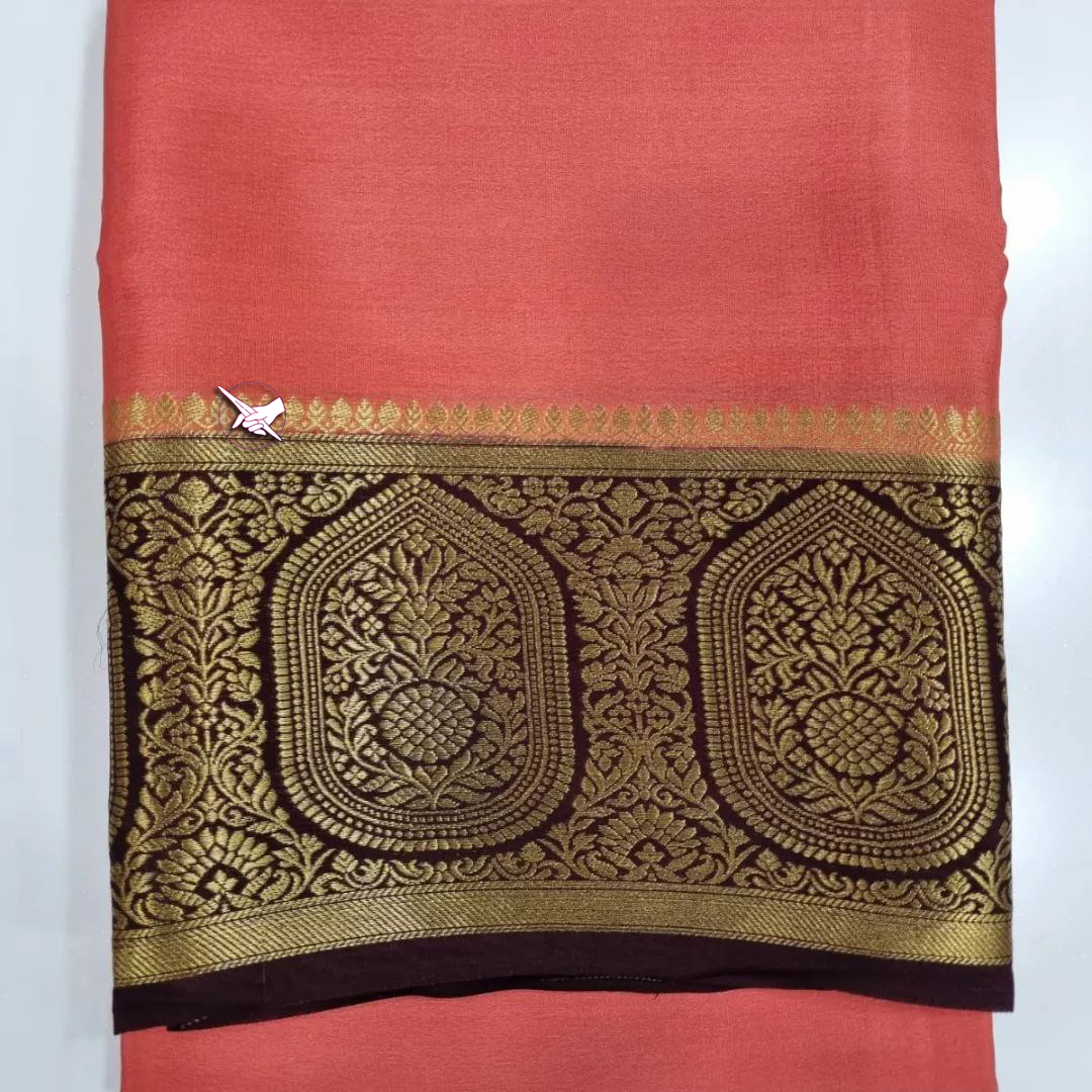 Soft Texture Pink Mysore Silk Saree With Blouse And Classic Zari Border