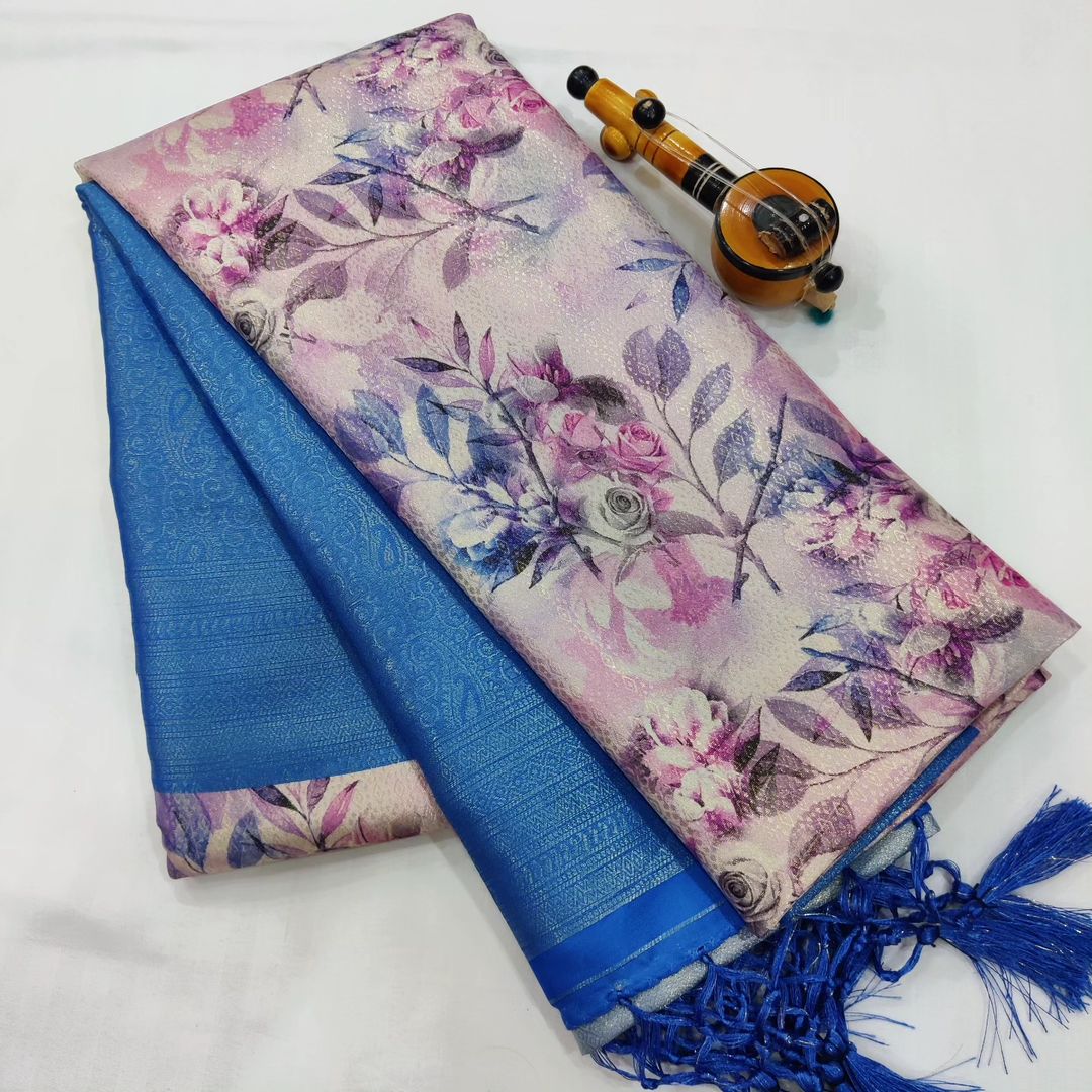 VALLEY DIGITAL PRINT SOFT SILK WEAVING SAREE
