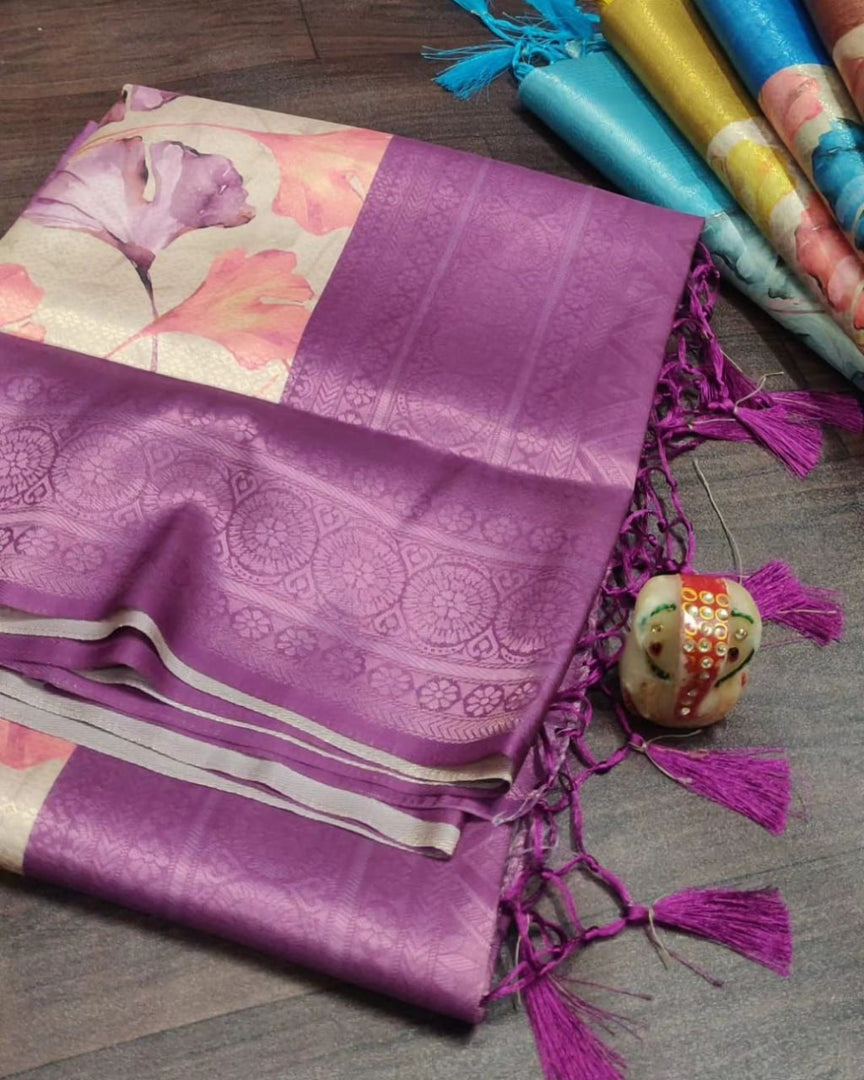 Digital pattern weaved Kubera pattu soft silk saree