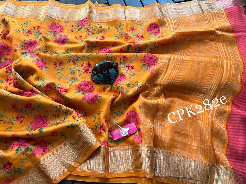 Embrace Orange  timeless elegance with Kalamkari sarees, where traditional artistry meets modern sophistication.