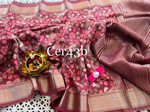 Tusser Soft Silk Sarees With Allover Kalamkari Digital Printed With Zari Border