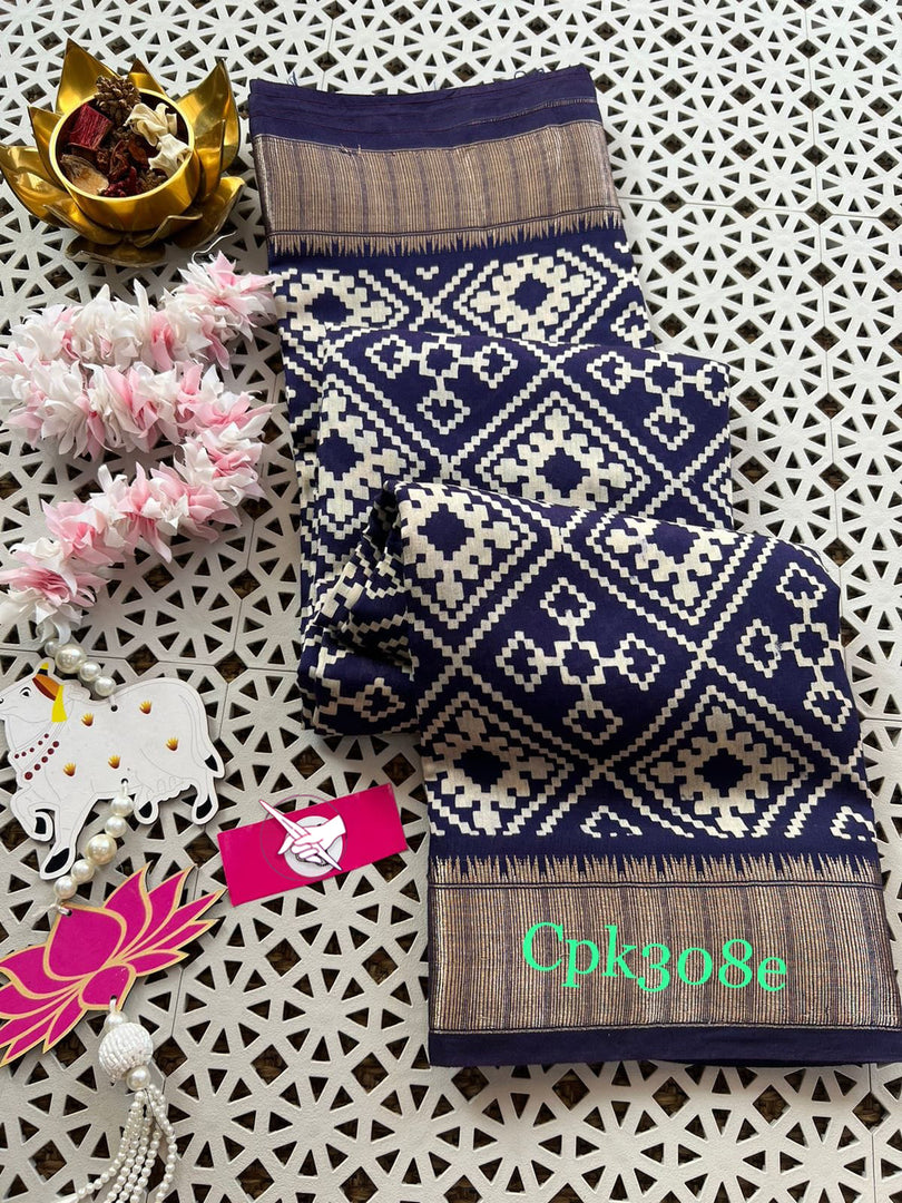 Tusser Soft Silk Sarees With Allover Digital Printed With Zari Border