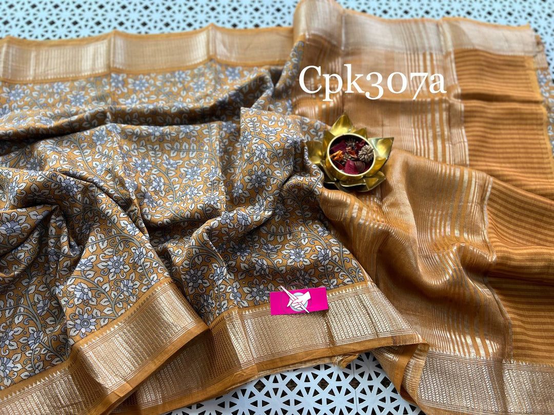 Yellow Tusser Soft Silk Sarees With Zari Border