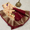 Pure Beige Printed Mysore Soft Silk Saree With Blouse