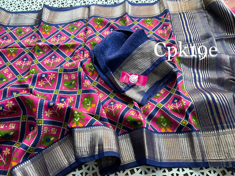 Tusser soft silk sarees with allover digital printed with zari border