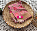 Lovely Soft Silk Pink Digital Printed Zari Border Saree