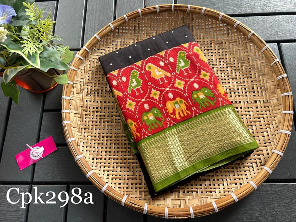 Ethnic Charm Navy Blue And Red Tussar Handloom Silk Saree Zari Finish With Digital Print Design
