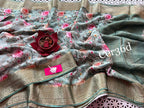 Grey Casual Soft Silk Saree Crepe Georgette Fabric With Digital Print & Blouse