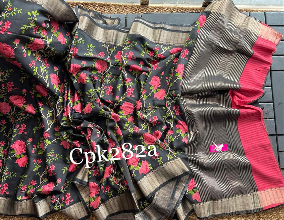 Digital Print Assam Saree Grey Soft Silk Daily Wear With Weaving Work Border