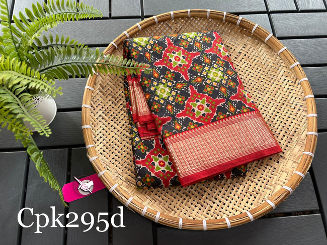 Digital Printed Assam Soft Silk Saree Grey Jacquard Embellished Pattu Saree