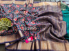 Timeless Tussar Handloom Saree Navy Blue Printed And Zari Edged