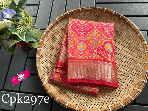 Luxury Red Tussar Silk Saree With Digital Floral Prints And Zari Border
