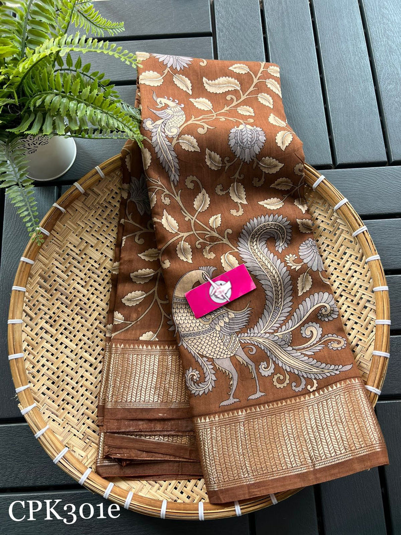 Digital Printed Soft Silk Saree Lemon Colour Assam Pattu With Everyday Wear Appeal