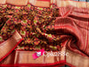 Tussar Silk Digital Print Saree Red Elegant With Zari Edge