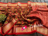 Tussar Silk Digital Print Saree Red Elegant With Zari Edge