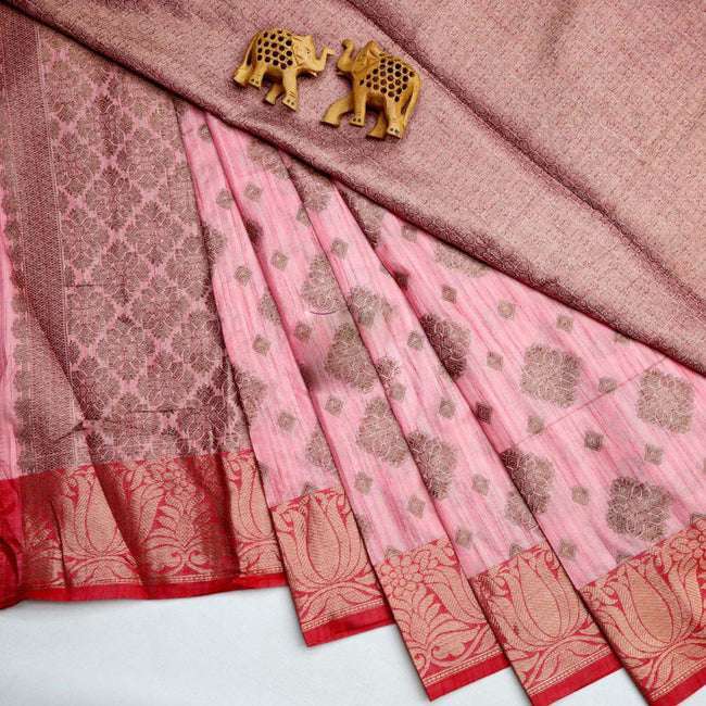 Radiant Pink Bridal Korvai Weave Saree
