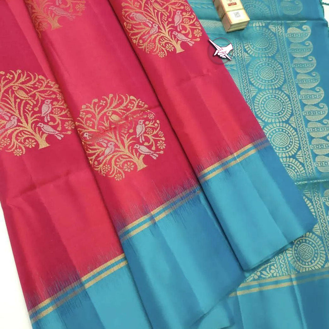 Ethereal Weaves Artistic Pink Lichi Kanchi Silk Saree