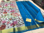 Minimalist Blue And Grey Mysore Silk Saree Smooth Finish And Traditional Zari Work