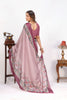 Baby Pink Designer Digital Print Viscose Satin Saree