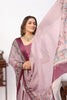 Get Luxury Baby Pink Viscose Satin Fabric Designer Saree In Festive Wear