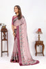 Get Luxury Baby Pink Viscose Satin Fabric Designer Saree In Festive Wear
