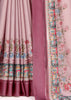 Get Luxury Baby Pink Viscose Satin Fabric Designer Saree In Festive Wear