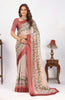 Beige Colour Digital Printed Border Satin Saree