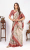 Beige Colour Digital Printed Border Satin Saree
