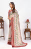 Beige Colour Digital Printed Border Satin Saree