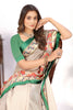 Off White With Green Colour Combination Printed Saree