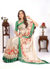 Off White With Green Colour Combination Printed Saree