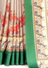 Off White With Green Colour Combination Printed Saree