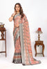 Astonishing Peach Digital Printed Art Satin Party Wear Saree