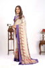 Off White Viscose Satin Digital Print Saree